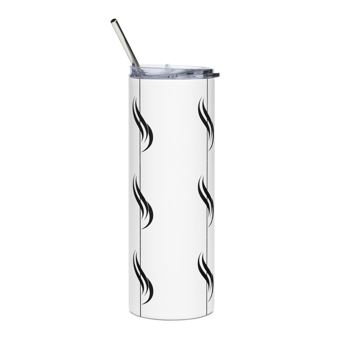 White Icon Pattern Tumbler