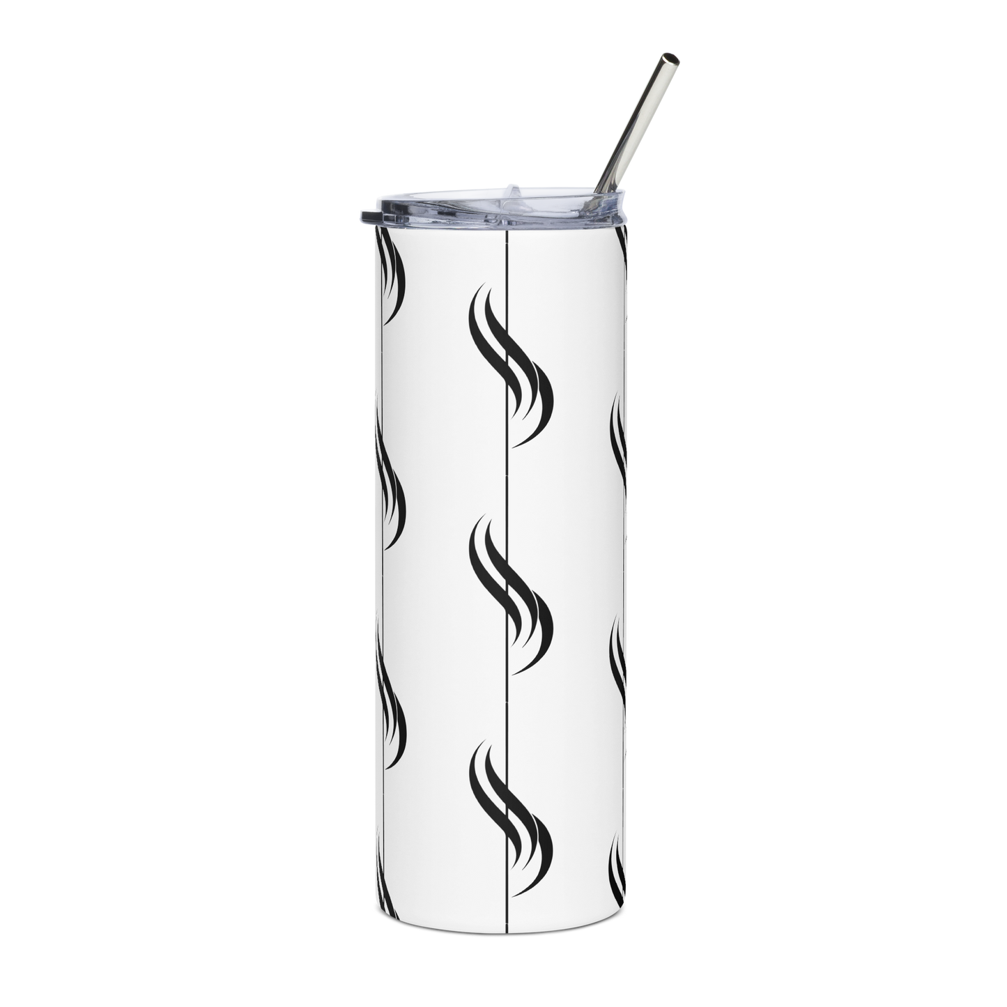 White Icon Pattern Tumbler