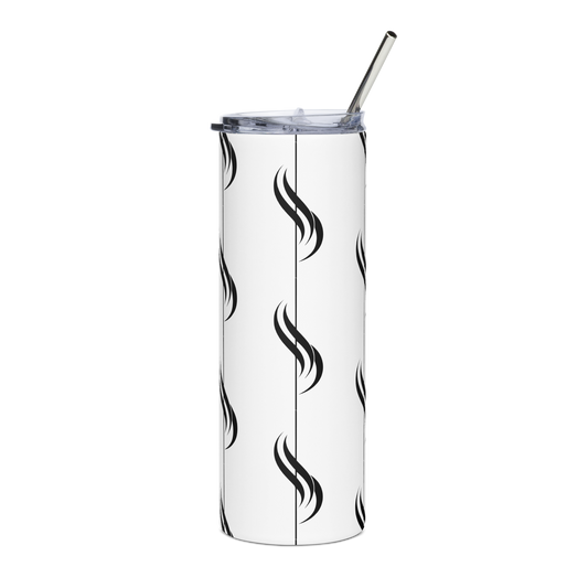 White Icon Pattern Tumbler